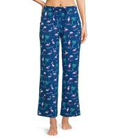 Sleep Sense Flamingo Print Knit Drawstring Coordinating Holiday Sleep Pant