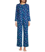 Sleep Sense Flamingo Print Knit Drawstring Coordinating Holiday Sleep Pant