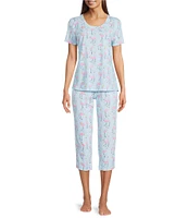 Sleep Sense Flamingo Print Short Sleeve Scoop Neck Coordinating Sleep Top