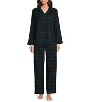 Sleep Sense Flannel Plaid Drawstring Elastic Waist Coordinating Holiday Sleep Pant