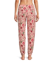 Sleep Sense Floral Print Knit Drawstring Tie Coordinating Sleep Joggers