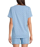 Sleep Sense Geo Print Short Sleeve Scoop Neck Coordinating Sleep Top