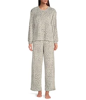 Sleep Sense Gray Animal Print Coordinating Drawstring Velour Sleep Pants