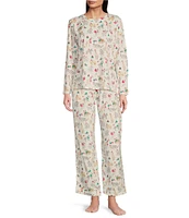 Sleep Sense Jolly Safari Print Knit Drawstring Coordinating Holiday Sleep Pant