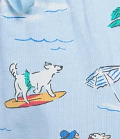 Sleep Sense Knit Beach Dog Print Drawstring Tie Coordinating Sleep Capri Pants