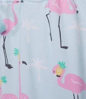 Sleep Sense Knit Flamingo Print Drawstring Tie Coordinating Sleep Capri