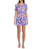 Sleep Sense Knit Happy Floral Print Coordinating Sleep Shorts