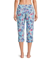 Sleep Sense Knit Print Drawstring Tie Coordinating Sleep Capri Pants