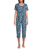 Sleep Sense Knit Safari Print Drawstring Tie Coordinating Sleep Capri