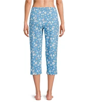 Sleep Sense Knit Seashell Print Drawstring Tie Coordinating Sleep Capri