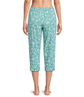 Sleep Sense Knit Sketch Floral Print Drawstring Tie Coordinating Sleep Capri