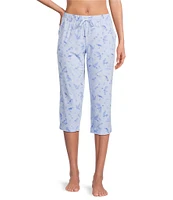 Sleep Sense Knit Songbird Print Drawstring Tie Coordinating Sleep Capri