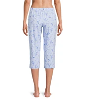 Sleep Sense Knit Songbird Print Drawstring Tie Coordinating Sleep Capri