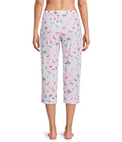 Sleep Sense Knit Tossed Vacay Print Drawstring Tie Coordinating Sleep Capri