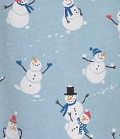 Sleep Sense Long Sleeve Crew Neck Knit Snowman Print Holiday Pajama Set