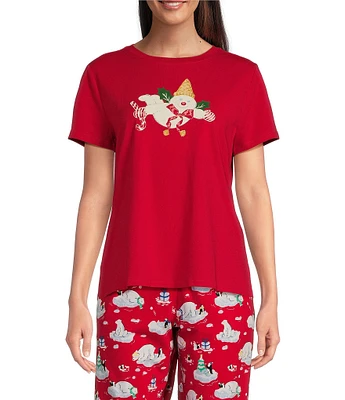 Sleep Sense Mr. Bingle Solid Short Sleeve Knit Holiday Sleep Top