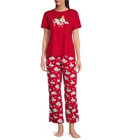 Sleep Sense Mr. Bingle Solid Short Sleeve Knit Holiday Sleep Top