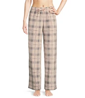 Sleep Sense Plaid Print Velour Drawstring Elastic Waist Coordinating Holiday Sleep Pant