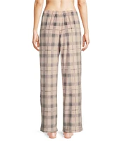 Sleep Sense Plaid Print Velour Drawstring Elastic Waist Coordinating Holiday Sleep Pant