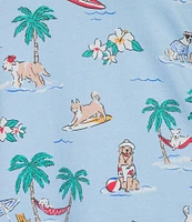 Sleep Sense Plus Size Beach Dog Print Short Sleeve Scoop Neck Coordinating Sleep Top