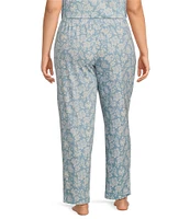 Sleep Sense Plus Size Folk Floral Print Coordinating Knit Capri Sleep Pants