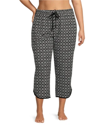 Sleep Sense Plus Size Geometric Print Coordinating Knit Cropped Sleep Pants