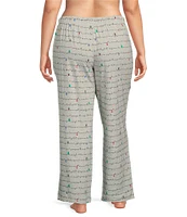 Sleep Sense Plus Size Holiday Lights Print Knit Drawstring Coordinating Sleep Pant