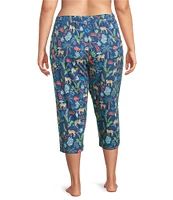 Sleep Sense Plus Size Knit Safari Print Drawstring Tie Coordinating Sleep Capri Pants