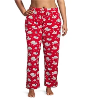 Sleep Sense Plus Size Polar Bear Print Knit Drawstring Coordinating Holiday Sleep Pant