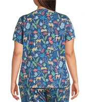 Sleep Sense Plus Size Safari Print Short Sleeve Scoop Neck Coordinating Sleep Top