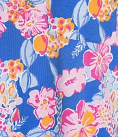 Sleep Sense Plus Size Short Sleeve Crew Neck Happy Floral Print Knit Nightgown