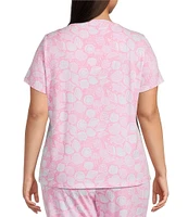Sleep Sense Plus Size Summer Shell Print Short Sleeve Scoop Neck Coordinating Sleep Top