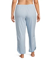 Sleep Sense Plus Size Tile Print Drawstring Tie Mid Rise Coordinating Knit Sleep Pants