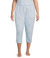 Sleep Sense Plus Size Tonal Daisy Print Knit Drawstring Tie Coordinating Sleep Pant