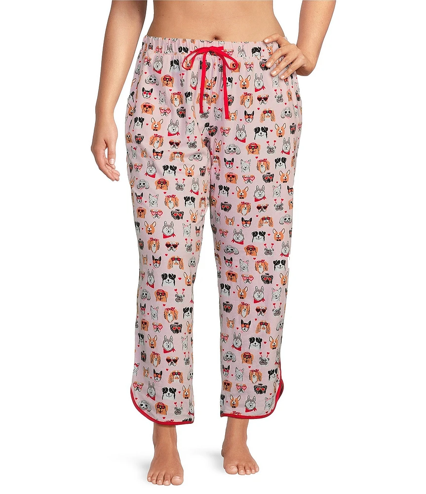 Sleep Sense Plus Size Valentine Dogs Print Coordinating Sleep Pants