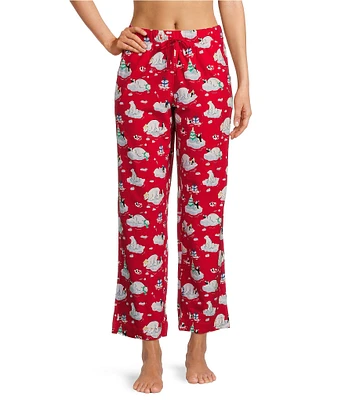 Sleep Sense Polar Bear Print Knit Drawstring Coordinating Holiday Sleep Pant