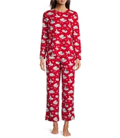 Sleep Sense Polar Bear Print Knit Drawstring Coordinating Holiday Sleep Pant