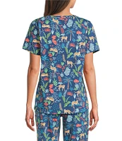 Sleep Sense Safari Print Short Sleeve Scoop Neck Coordinating Sleep Top