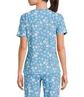 Sleep Sense Seashell Print Short Sleeve Scoop Neck Coordinating Sleep Top