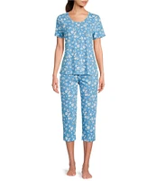 Sleep Sense Seashell Print Short Sleeve Scoop Neck Coordinating Sleep Top