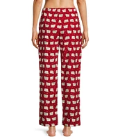 Sleep Sense Sheep Print Flannel Drawstring Tie Holiday Sleep Pant