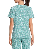 Sleep Sense Sketch Floral Print Short Sleeve Scoop Neck Coordinating Sleep Top