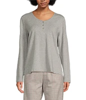 Sleep Sense Solid Long Sleeve Henley Coordinating Sleep Top