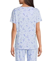 Sleep Sense Songbird Print Short Sleeve Scoop Neck Coordinating Sleep Top
