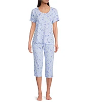 Sleep Sense Songbird Print Short Sleeve Scoop Neck Coordinating Sleep Top