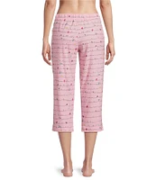 Sleep Sense Spring Script Knit Print Drawstring Tie Coordinating Sleep Capri