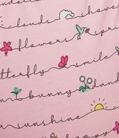 Sleep Sense Spring Script Knit Print Drawstring Tie Coordinating Sleep Capri