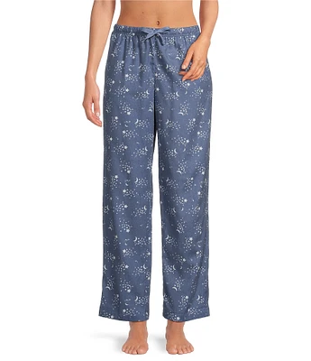 Sleep Sense Stars & Moon Print Cotton Portuguese Flannel Drawstring Coordinating Sleep Pants