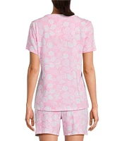 Sleep Sense Summer Shell Print Short Sleeve Scoop Neck Coordinating Sleep Top