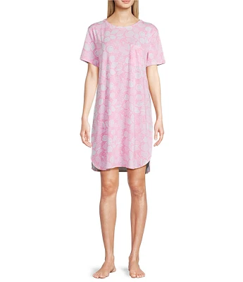 Sleep Sense Summer Shell Short Sleeve Crew Neck Chest Pocket Knit Nightgown